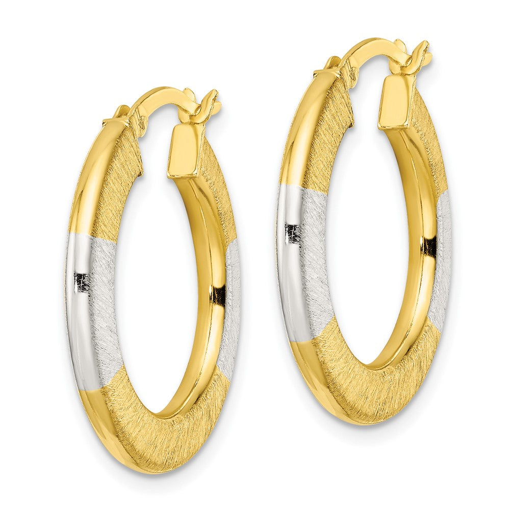 Sterling Silver and Gold-tone Brushed Flat Circle Hoop Earrings