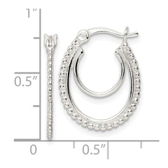 Sterling Silver Beaded Double Oval Hoop Earrings