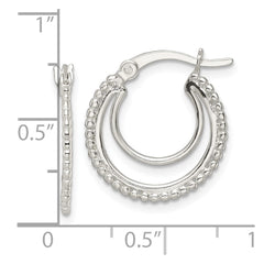 Sterling Silver Beaded Double Circle Hoop Earrings