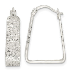 Sterling Silver Polished and Textured Square Hoop Earrings