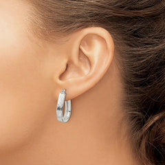 Sterling Silver Polished Design Teardrop Hoop Earrings