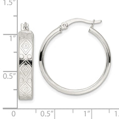 Sterling Silver Polished Design Circle Hoop Earrings