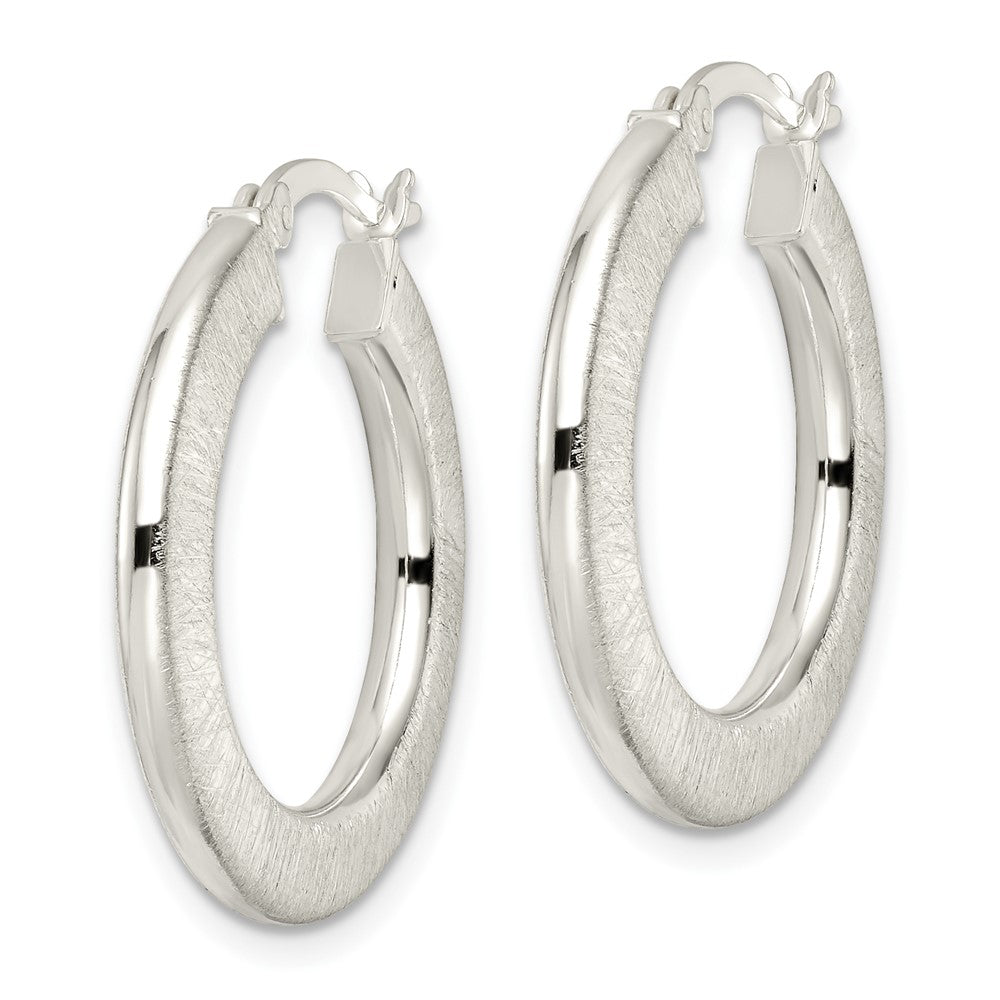 Sterling Silver Brushed Flat Circle Hoop Earrings