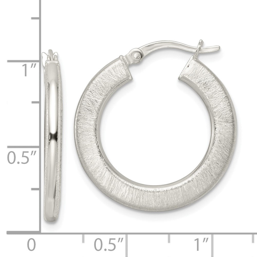 Sterling Silver Brushed Flat Circle Hoop Earrings