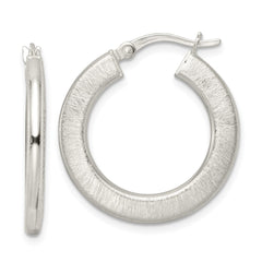 Sterling Silver Brushed Flat Circle Hoop Earrings