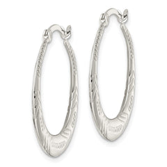 Sterling Silver Polished Textured Circle Hoop Earrings