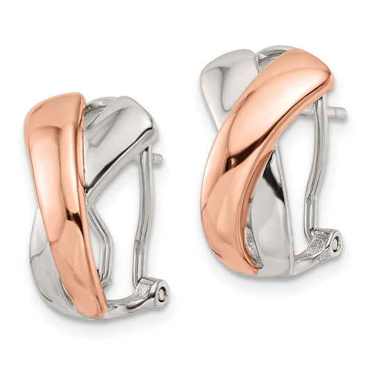 Rose Gold-plated Sterling Silver Polished X Omega Back Earrings
