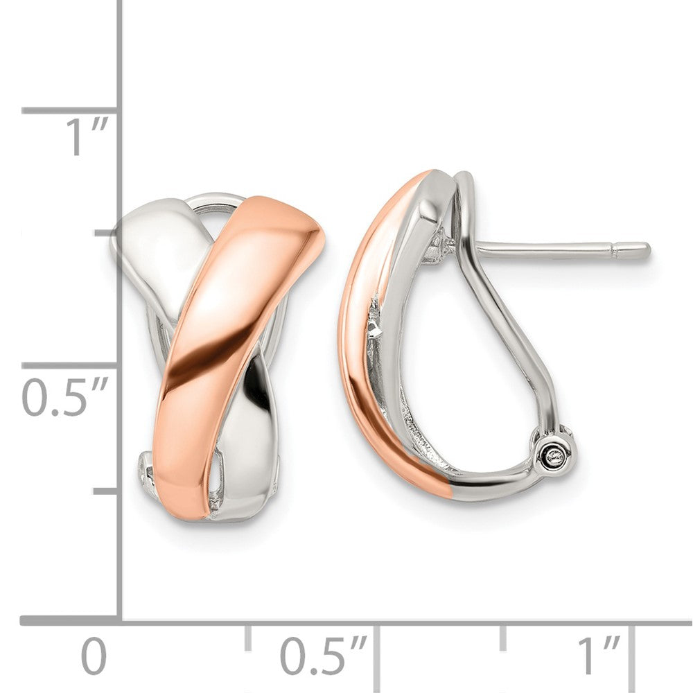 Rose Gold-plated Sterling Silver Polished X Omega Back Earrings