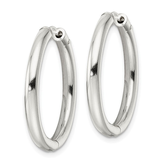 Sterling Silver Polished 3x28mm Hinged Tube Hoop Earrings