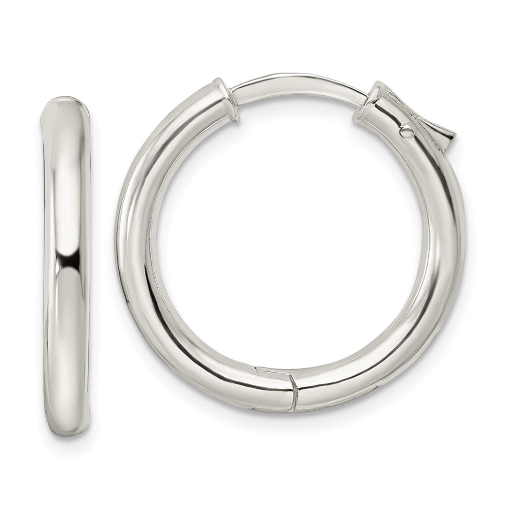 Sterling Silver Polished 3x23mm Hinged Tube Hoop Earrings