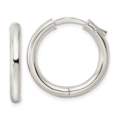 Sterling Silver Polished 3x23mm Hinged Tube Hoop Earrings