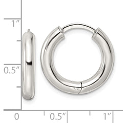Sterling Silver Polished Hinged Circle Hoop Earrings