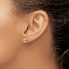 Sterling Silver Polished Rose-tone Hoop Post Earrings