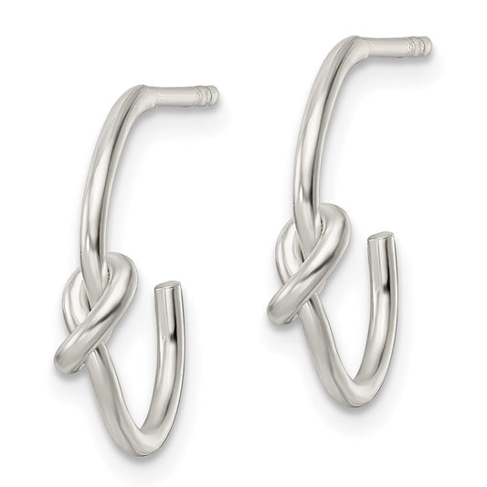 Sterling Silver Polished Knotted Hoop Earrings