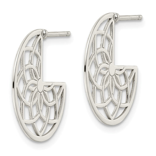 Sterling Silver Floral Filigree Post Earrings