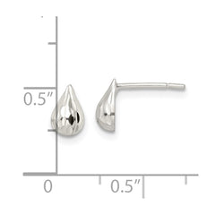 Sterling Silver Diamond-cut Teardrop Post Earrings