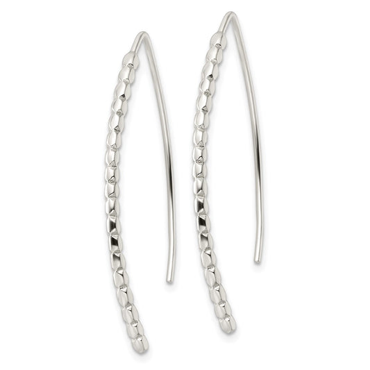 Sterling Silver Polished & Textured Threader Earrings