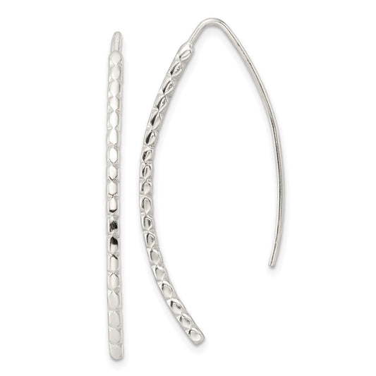 Sterling Silver Polished & Textured Threader Earrings