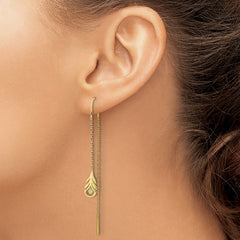 Yellow Gold-plated Sterling Silver CZ Threader Earrings