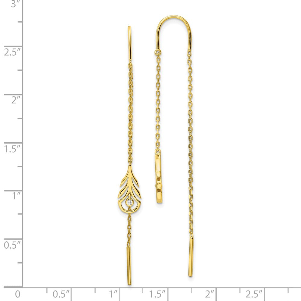 Yellow Gold-plated Sterling Silver CZ Threader Earrings
