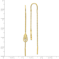 Yellow Gold-plated Sterling Silver CZ Threader Earrings
