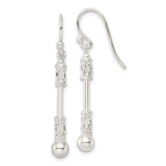 Sterling Silver Polished Fancy Dangle Shepherd Hook Earrings