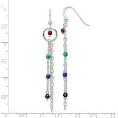 Sterling Silver Glass Beads Chain Dangle Earrings