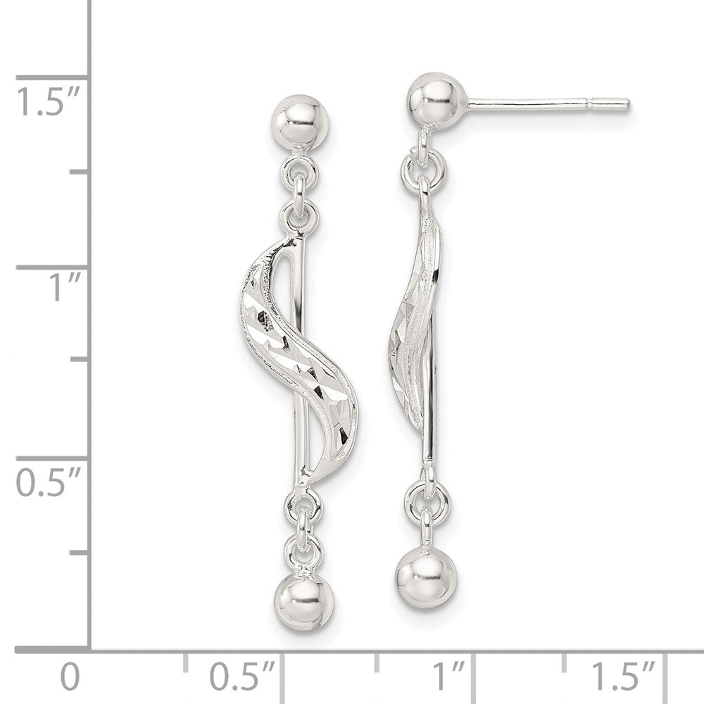 Sterling Silver Diamond-cut Swirl Shepherd Hook Earrings