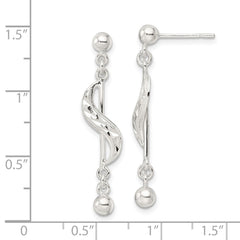 Sterling Silver Diamond-cut Swirl Shepherd Hook Earrings