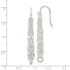 Sterling Silver Fancy Byzantine Chain Dangle Shepherd Hook Earrings