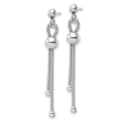 Rhodium-plated Sterling Silver Polished Ball Chain Dangle Post Earrings