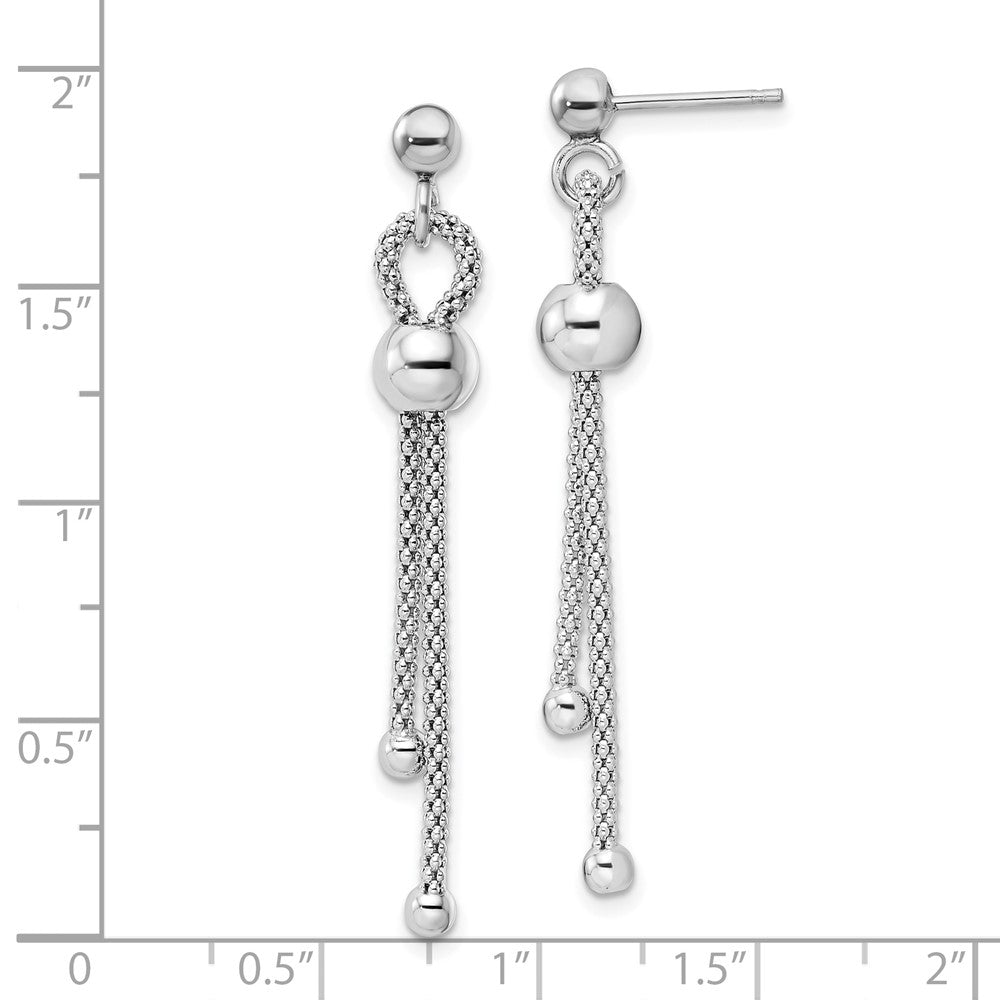 Rhodium-plated Sterling Silver Polished Ball Chain Dangle Post Earrings