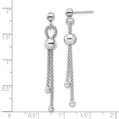 Rhodium-plated Sterling Silver Polished Ball Chain Dangle Post Earrings