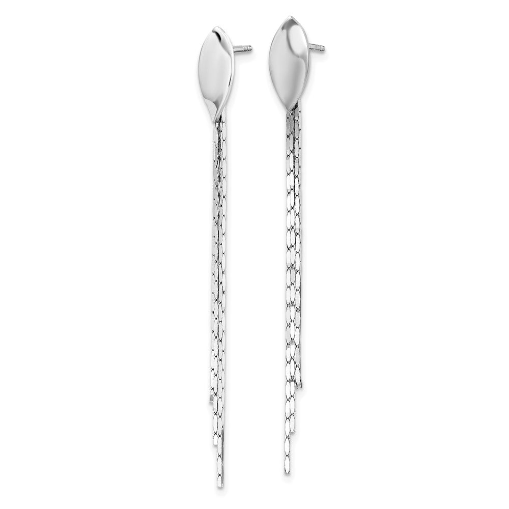 Rhodium-plated Sterling Silver Polished Fancy Chain Dangle Post Earrings