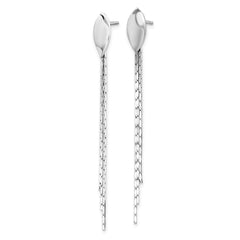 Rhodium-plated Sterling Silver Polished Fancy Chain Dangle Post Earrings