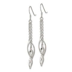 Sterling Silver 2-Twists on Chain Shepherd Hook Earrings