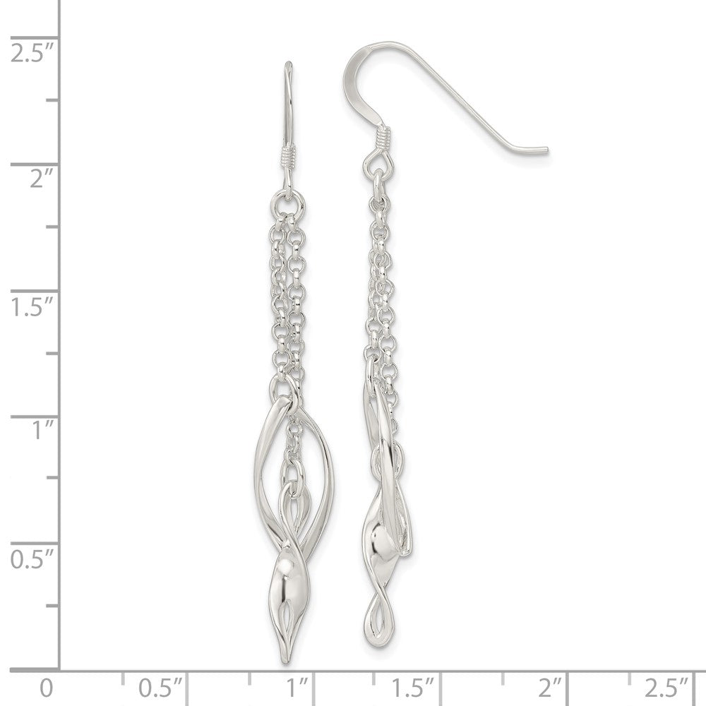 Sterling Silver 2-Twists on Chain Shepherd Hook Earrings