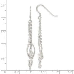 Sterling Silver 2-Twists on Chain Shepherd Hook Earrings