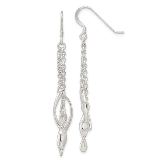 Sterling Silver 2-Twists on Chain Shepherd Hook Earrings