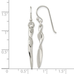 Sterling Silver Polished Twisted Bar Dangle Shephard Hook Earrings