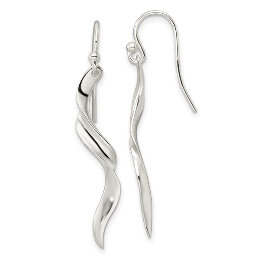 Sterling Silver Polished Twisted Dangle Earrings