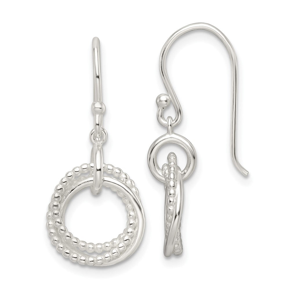 Sterling Silver Polished Intertwined Circles Dangle Earrings
