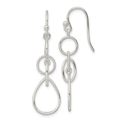 Sterling Silver Circles and Teardrop Dangle Shepherd Hook Earrings