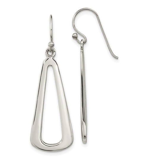 Sterling Silver Polished Teardrop Dangle Shephard Hook Earrings
