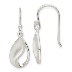Sterling Silver Polished and Satin Teardrop Fancy Dangle Earrings