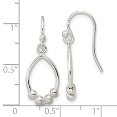 Sterling Silver Polished Diamond-cut Oval Dangle Earrings