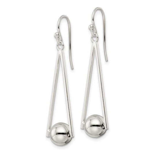 Sterling Silver Triangle with Ball Dangle Shepherd Hook Earrings