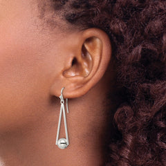 Sterling Silver Triangle with Ball Dangle Shepherd Hook Earrings