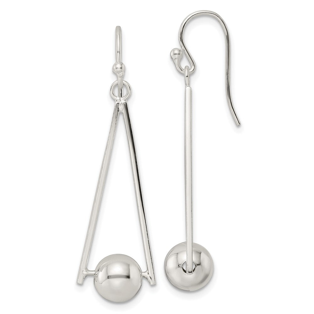 Sterling Silver Triangle with Ball Dangle Shepherd Hook Earrings
