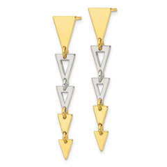 Yellow Gold-plated Sterling Silver Triangle Dangle Post Earrings